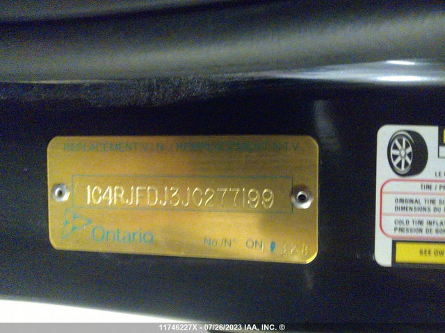 1C4RJFDJ3JC277199 Jeep Grand Cherokee Srt