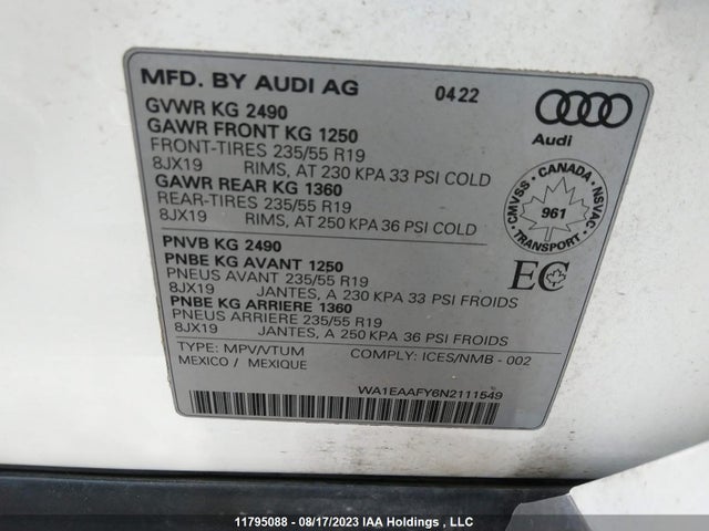WA1EAAFY6N2111549 Audi Q5 Premium Plus 45
