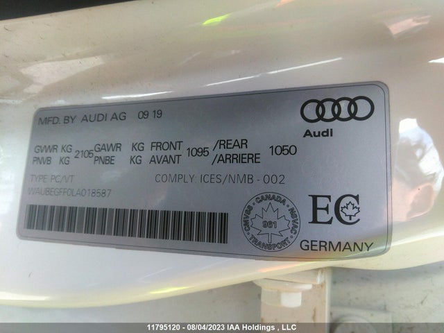 WAUBEGFF0LA018587 Audi A3 S-line Premium