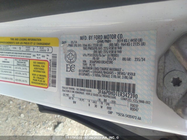 Ford FUSION SE 2014 3FA6P0HD1ER342390 Image 10