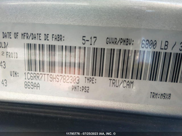 1C6RR7TT9HS782303 RAM 1500 Slt