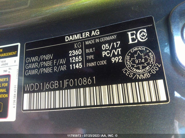 WDD1J6GB1JF010861 Mercedes-Benz E 400 4matic