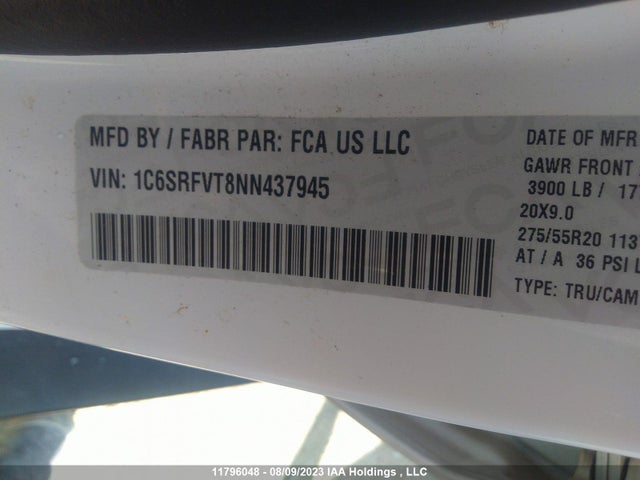 1C6SRFVT8NN437945 RAM 1500 Sport