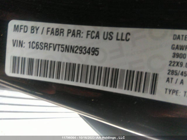 1C6SRFVT5NN293495 RAM 1500 Sport