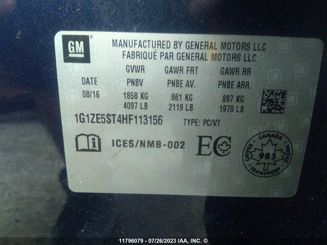 Chevrolet MALIBU LT 2017 1G1ZE5ST4HF113156 Image 9