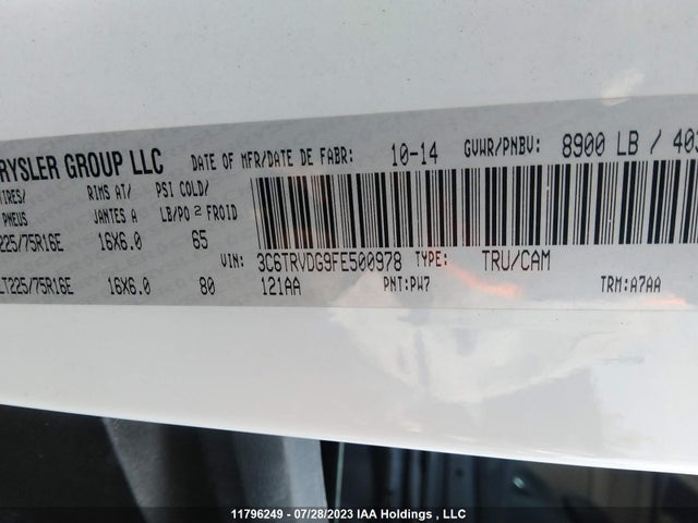 3C6TRVDG9FE500978 RAM Promaster 2500 2500 High