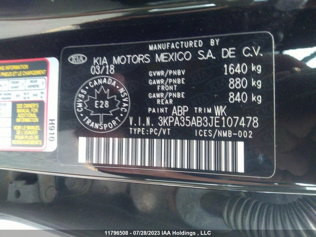 KIA RIO EX 2018 3KPA35AB3JE107478 Image 9