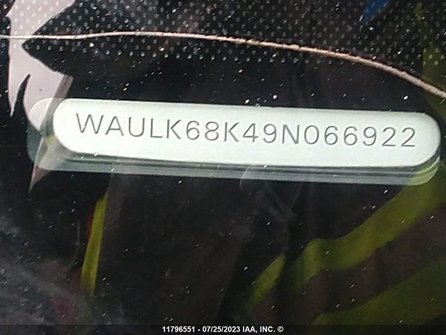 11796551 :رقم المزاد ، WAULK68K49N066922 vin ، 2009 Audi A4 3.2 Quattro مزاد بيع