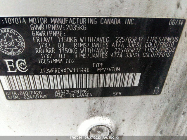 Toyota Rav4 Xle 2014 2T3WFREVXEW111448 Image 9