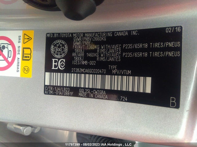 2T2BZMCA6GC020470 Lexus Rx 350/base/f Sport