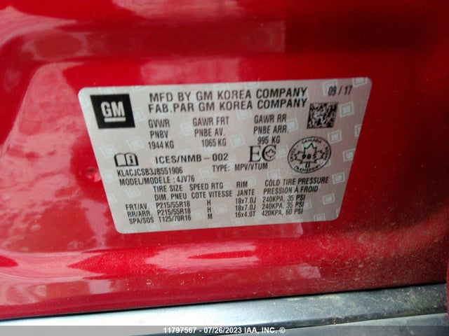 KL4CJCSB3JB551906 Buick Encore