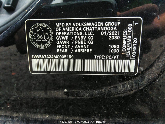 1VWBA7A34MC005159 Volkswagen Passat Highline
