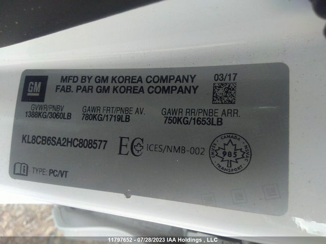 Chevrolet SPARK LS 2017 KL8CB6SA2HC808577 Image 9