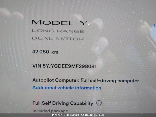 5YJYGDEE9MF298081 Tesla Model Y
