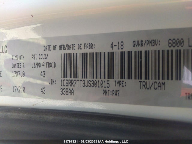 1C6RR7TT3JS301015 RAM 1500 Slt
