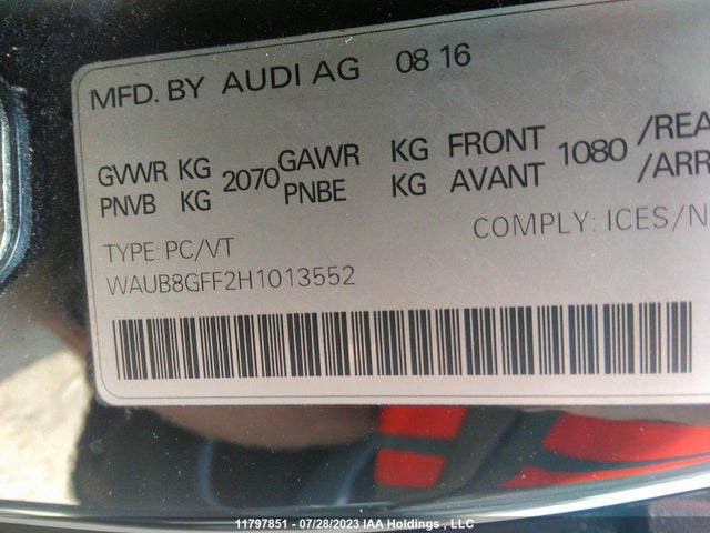 WAUB8GFF2H1013552 Audi A3