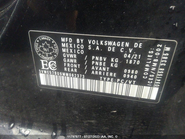 3VWE57BU6MM062373 Volkswagen JETTA SEL