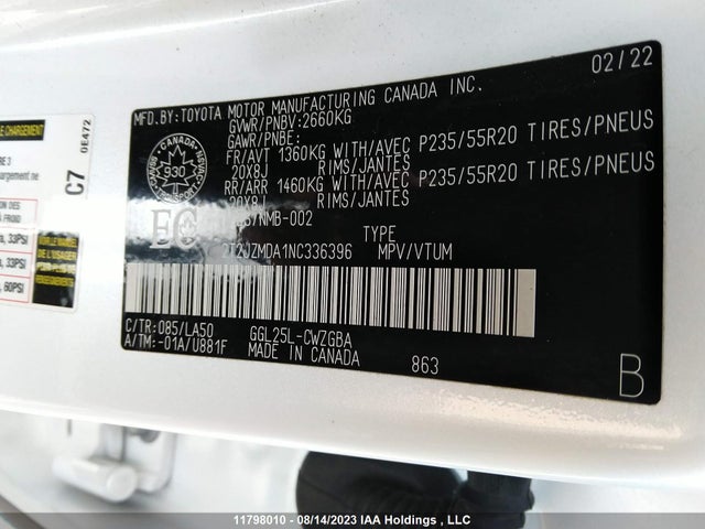 Lexus RX 350 2022 2T2JZMDA1NC336396 Image 9