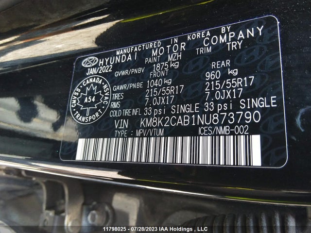 Hyundai Kona Sel/se 2022 KM8K2CAB1NU873790 Image 11