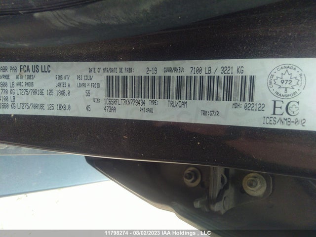1C6SRFLT7KN779434 RAM 1500 Rebel