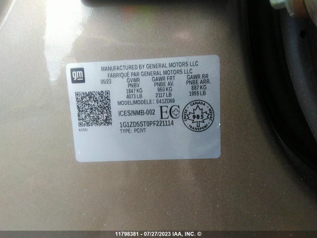 Chevrolet MALIBU LT 2023 1G1ZD5ST0PF221114 Image 9
