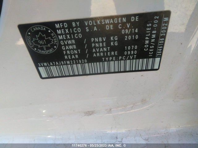 3VWLA7AJ9FM221920 Volkswagen JETTA TDI