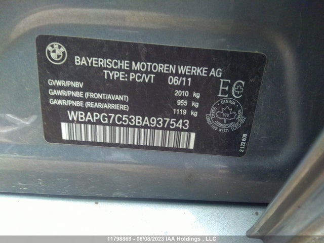Продаж на аукціоні авто 2011 Bmw 323 I, vin: WBAPG7C53BA937543, номер лоту: 11798869