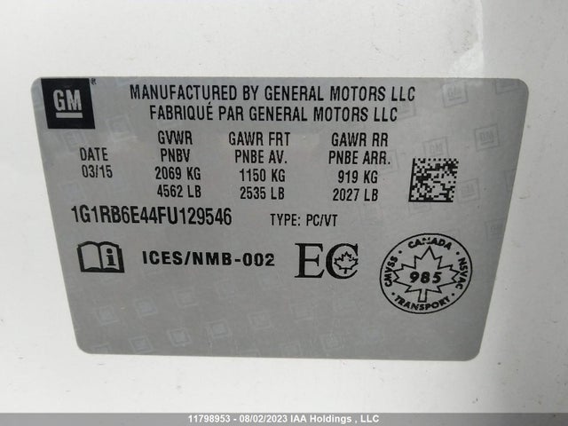 Chevrolet Volt 2015 1G1RB6E44FU129546 Image 9