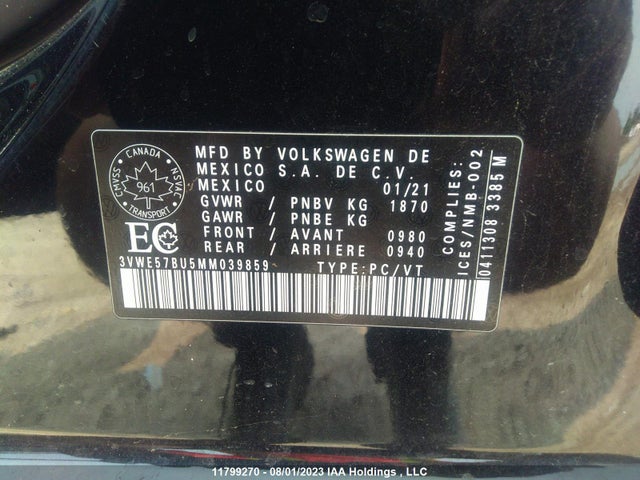 3VWE57BU5MM039859 Volkswagen JETTA SEL