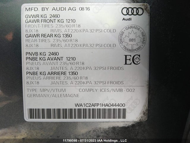 WA1C2AFP1HA044400 Audi Q5 PREMIUM