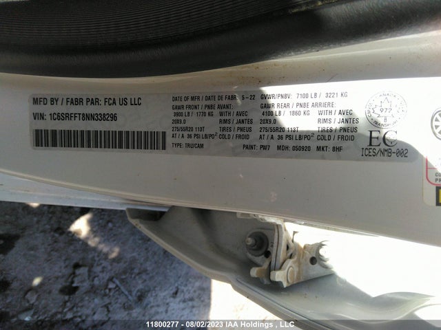 1C6SRFFT8NN338296 RAM 1500 Big Horn/lone Star