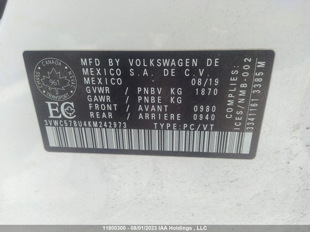3VWC57BU4KM242973 Volkswagen Jetta Comfortline