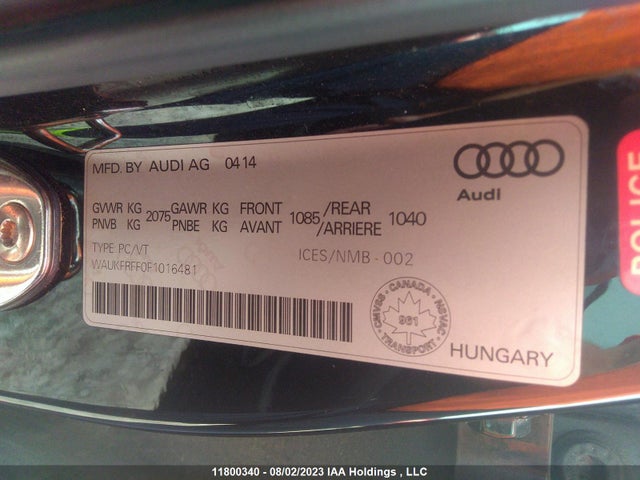 WAUKFRFF0F1016481 Audi A3
