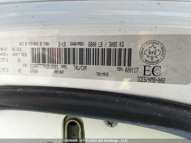 1C6RR7TT7KS612321 RAM 1500 Classic Slt