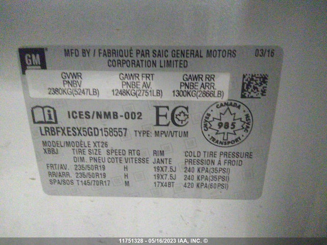 LRBFXESX5GD158557 Buick Envision Premium