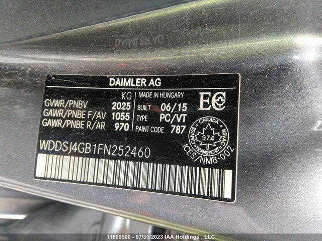WDDSJ4GB1FN252460 Mercedes-Benz Cla-class Cla 250