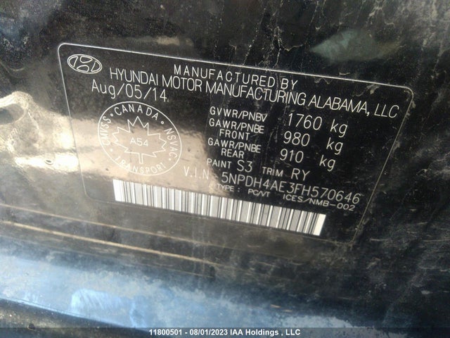 Hyundai ELANTRA GL 2015 5NPDH4AE3FH570646 Image 9