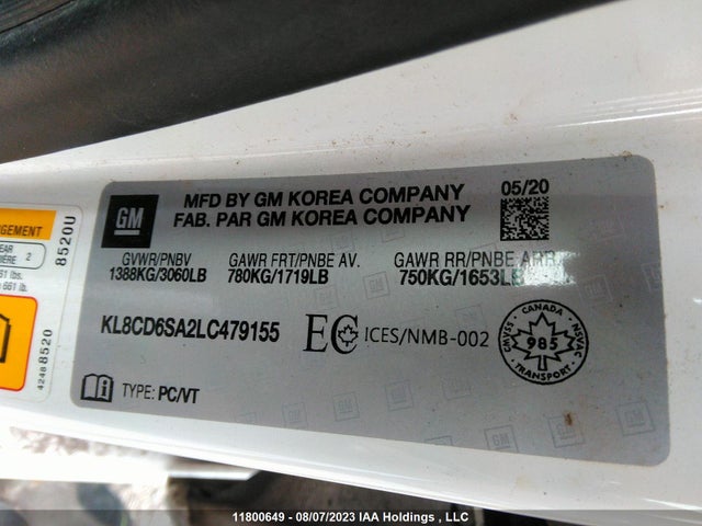 Chevrolet Spark Lt 2020 KL8CD6SA2LC479155 Image 9