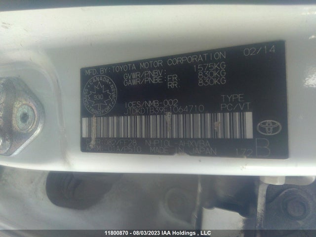 Toyota PRIUS 2014 JTDKDTB39E1064710 Image 9