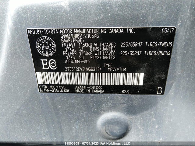 Toyota RAV4 LE 2017 2T3BFREV3HW663134 Image 11