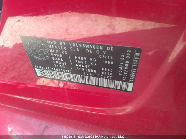 3VW2K7AJ4EM414290 Volkswagen Jetta Sedan Trendline+