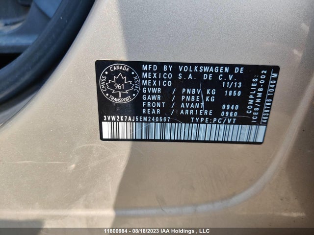 3VW2K7AJ5EM240567 Volkswagen JETTA S