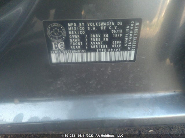 3VWE57BU0KM048191 Volkswagen JETTA SEL