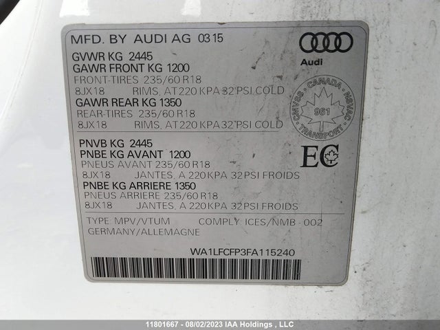 WA1LFCFP3FA115240 Audi Q5 Premium Plus
