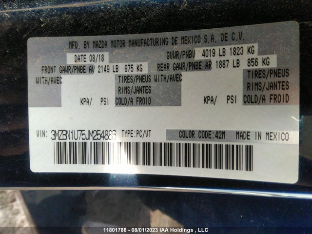 Mazda Mazda3 Gx 2018 3MZBN1U75JM254886 Image 9