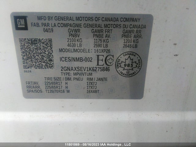 Chevrolet EQUINOX LS 2019 2GNAXSEV1K6275846 Image 9