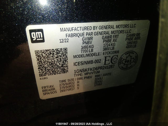 Chevrolet Suburban Premier 2023 1GNSKFKD6PR241287 Image 9