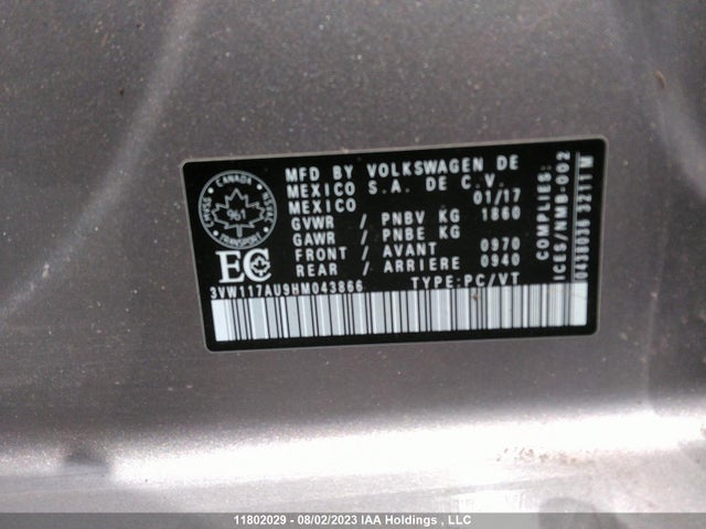 3VW117AU9HM043866 Volkswagen GOLF