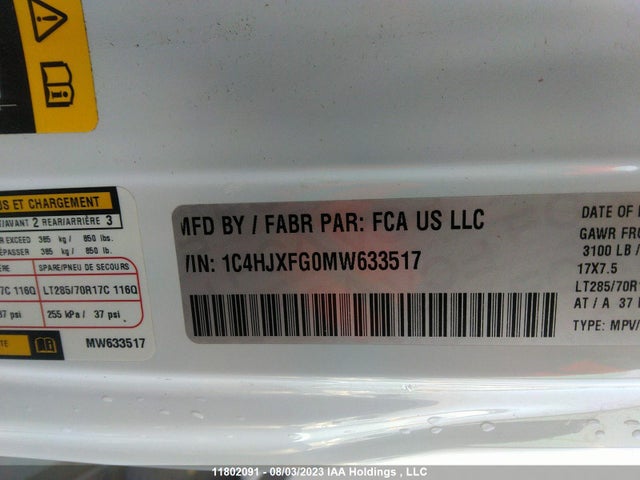 1C4HJXFG0MW633517 Jeep TJ