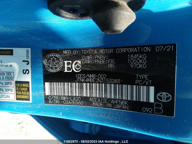 Toyota COROLLA HATCHBACK 2022 JTNK4MBE2N3153283 Image 10